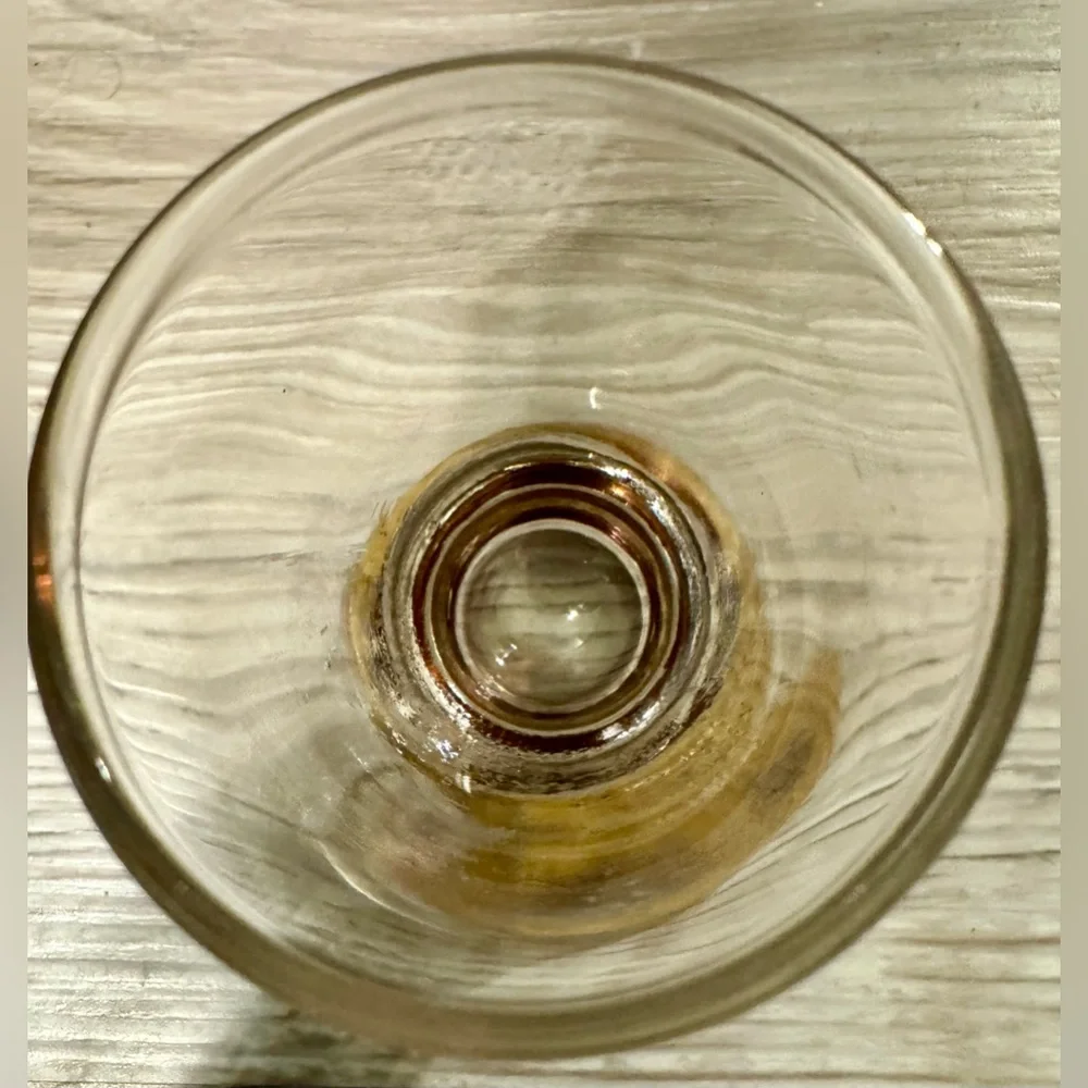 Vintage shot glass. The stem is plated with 22-karat gold.